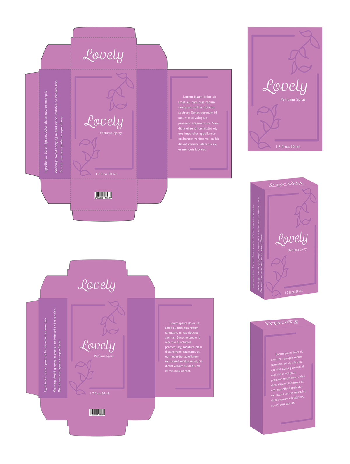 Adobe Portfolio lovely purple violet perfume package design simple Mockup