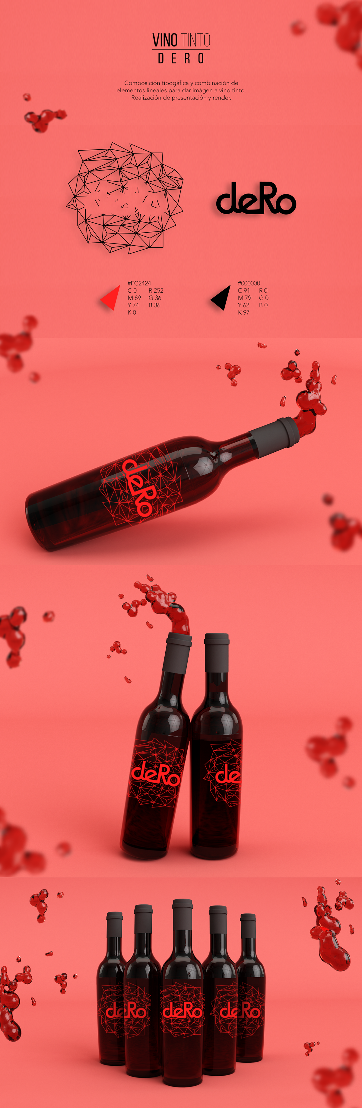 vino logo 3D marca branding 