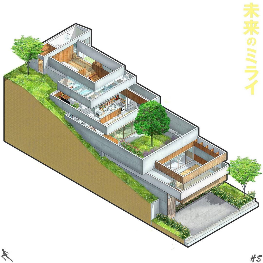anime art architecture kun house makoto tanijiri Mamoru Hosoda mirai house mirai no mirai mirai no mirai house suppose design office