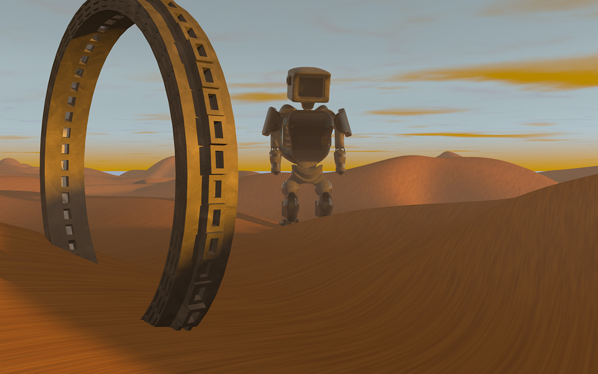 3D Landscape 3D Desert desert illustration 3D illustration robot 3D Robot spaceship 3D Spaceship Halo