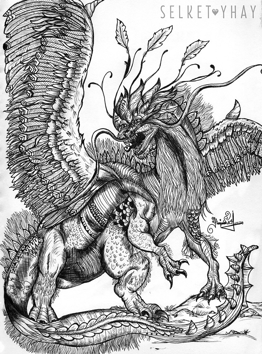 dragon mithology fantasy ILLUSTRATION  ilustracion animal criptozoology wings strong courage