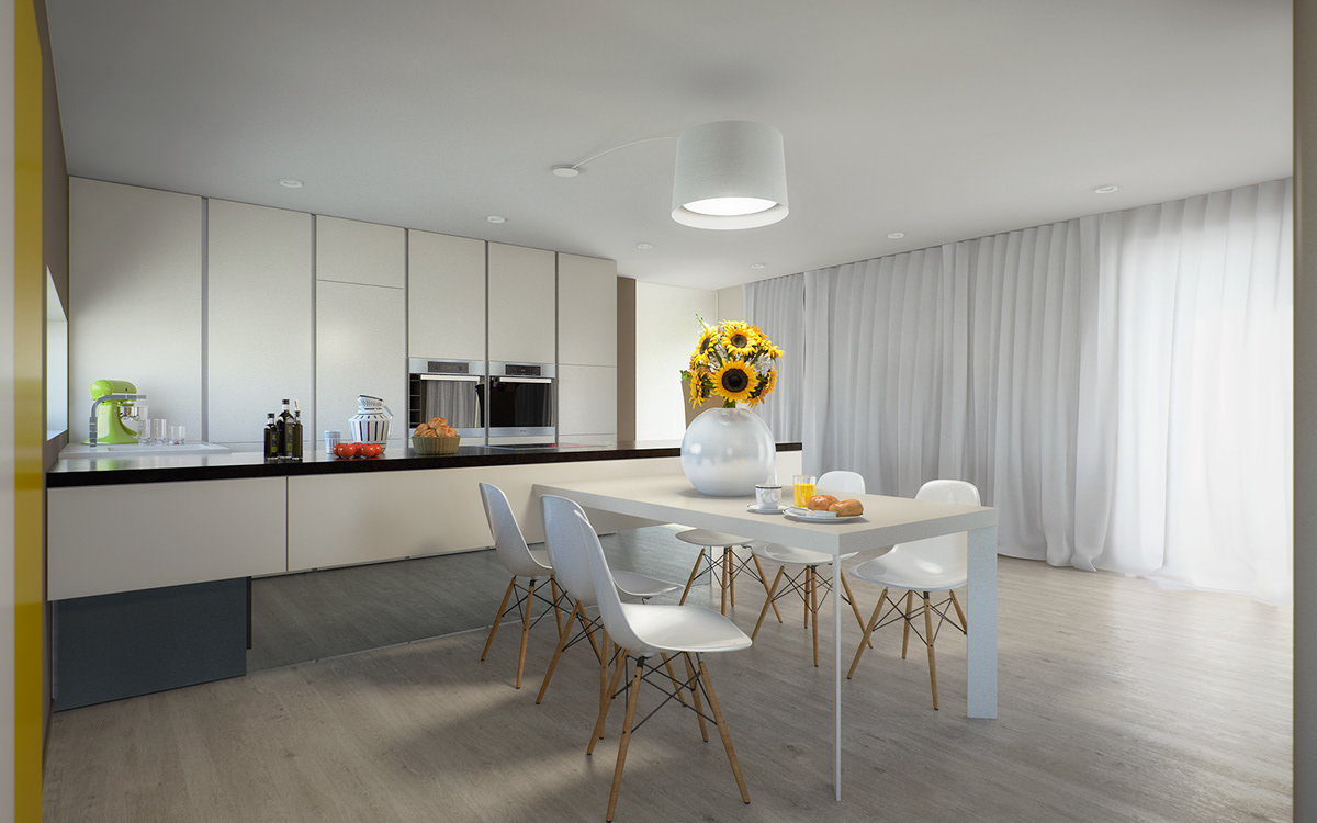 kitchen living room Modo 701 3D Visualization
