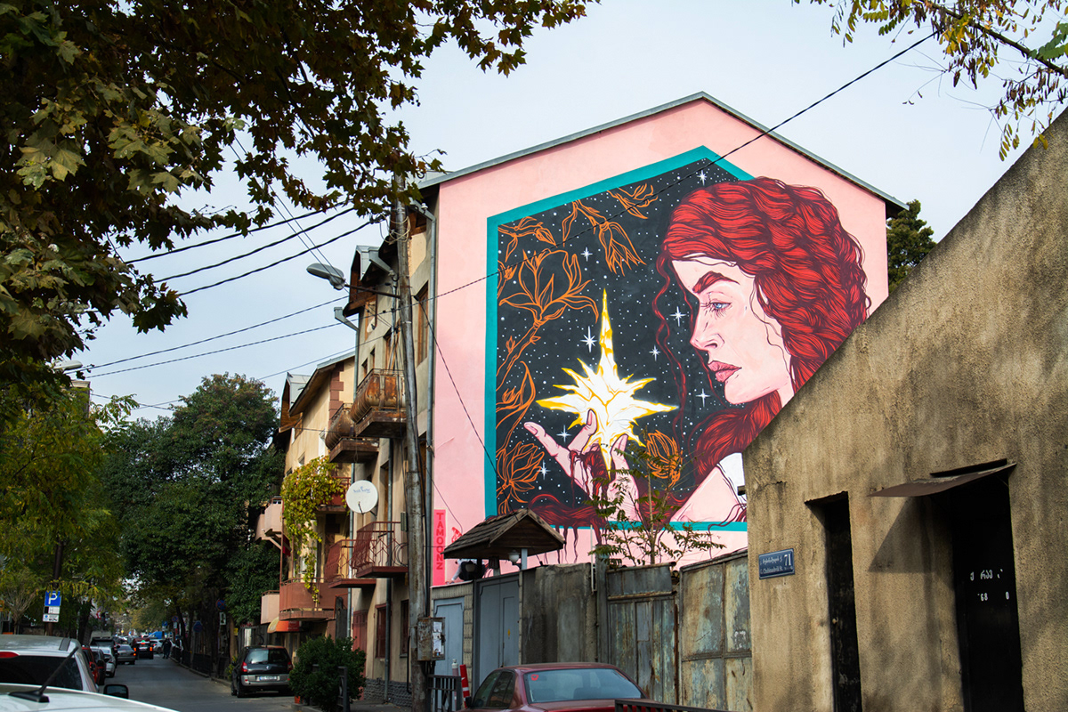 Georgianstreetart redhead star Street Art  tbilisistreetart wallpainting
