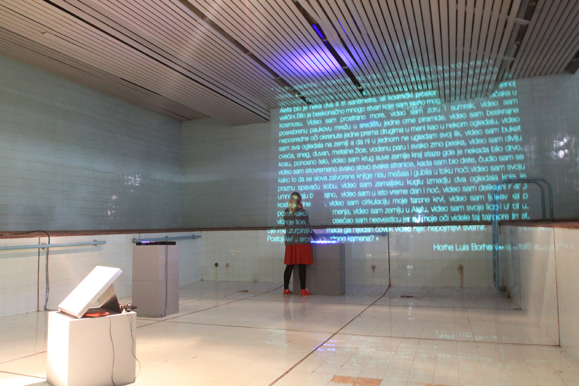 led Sensors interactive Brail alphabet Jorge Luis Borges instalation sound ALEF AnaVujovic Ana Vujovic interaction