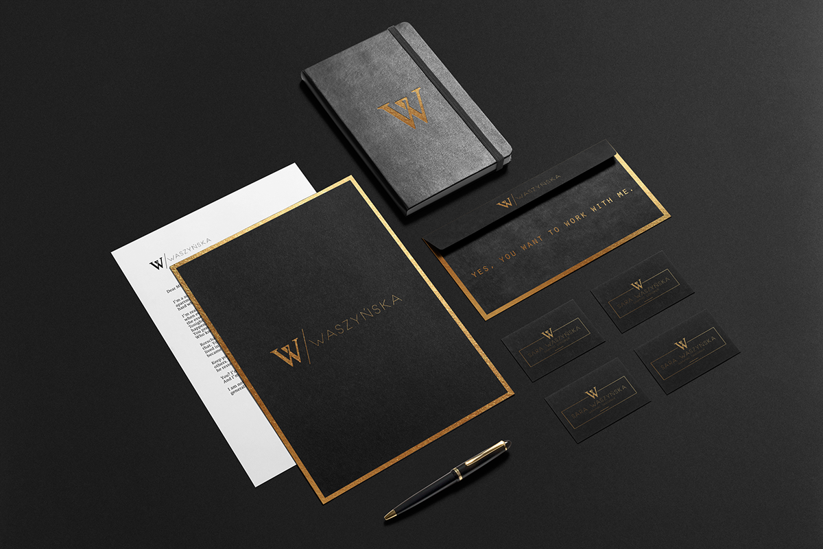 brand identify White black gold w letter monogram logo Logo Design simple