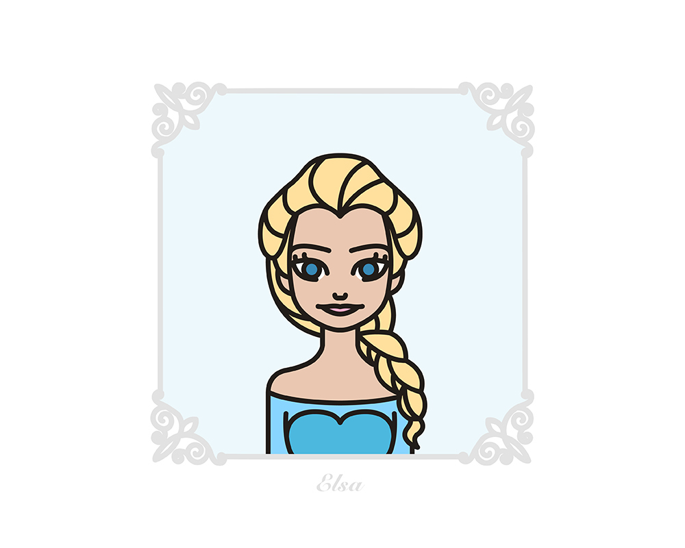 Icon disney Princess flat icon girl cute portrait snow white cinderella Elsa anna olaf frozen flat line