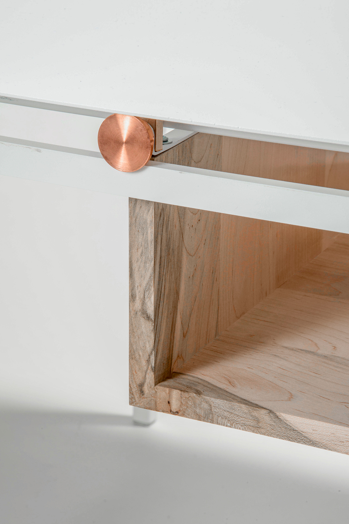 furniture table steel copper maple modern