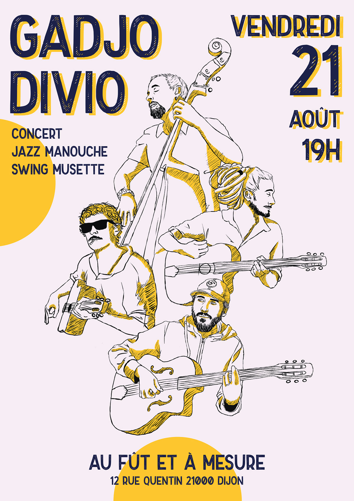 concert Drawing  flyer france graphism Gypsy Jazz music jazz swing