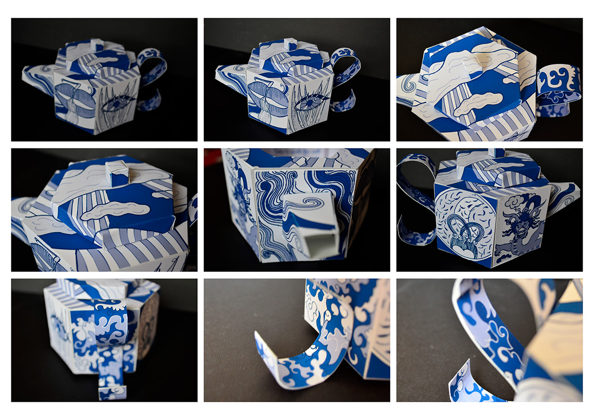 Chinese Tea tea chá Chinese culture china shanghai herbata chinskie legendy smok porcelana monotone paper art dragon blue