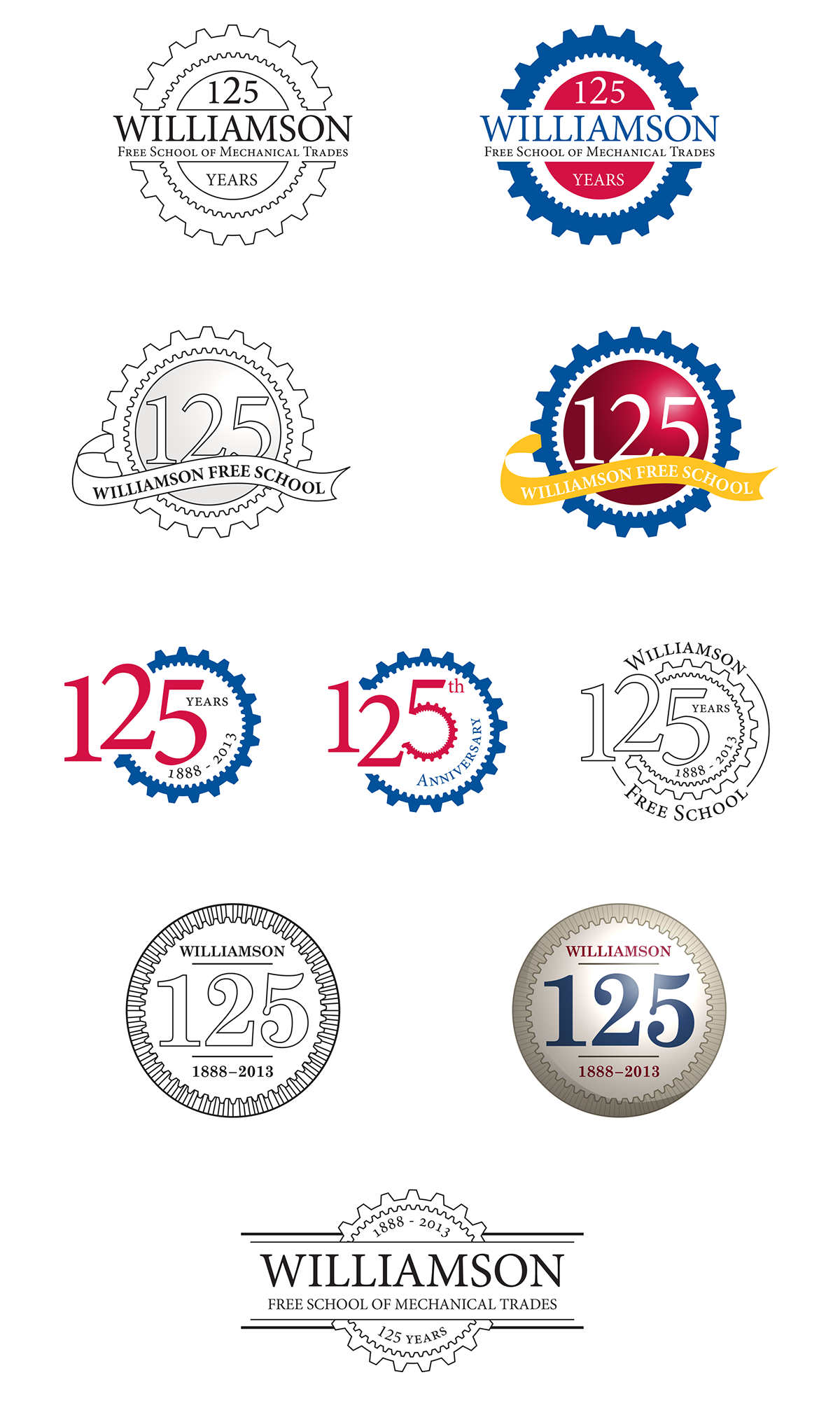 Logo Design Education gears 125 Years mechanical