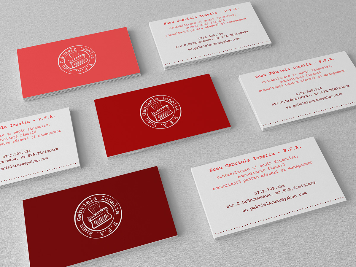 typewriter pink red old vintage logo business card identity simple corporate