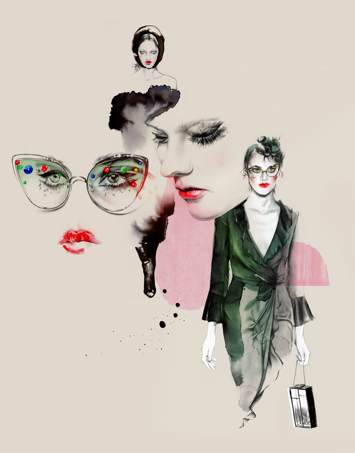 couture fashion illustration watercolor model runway