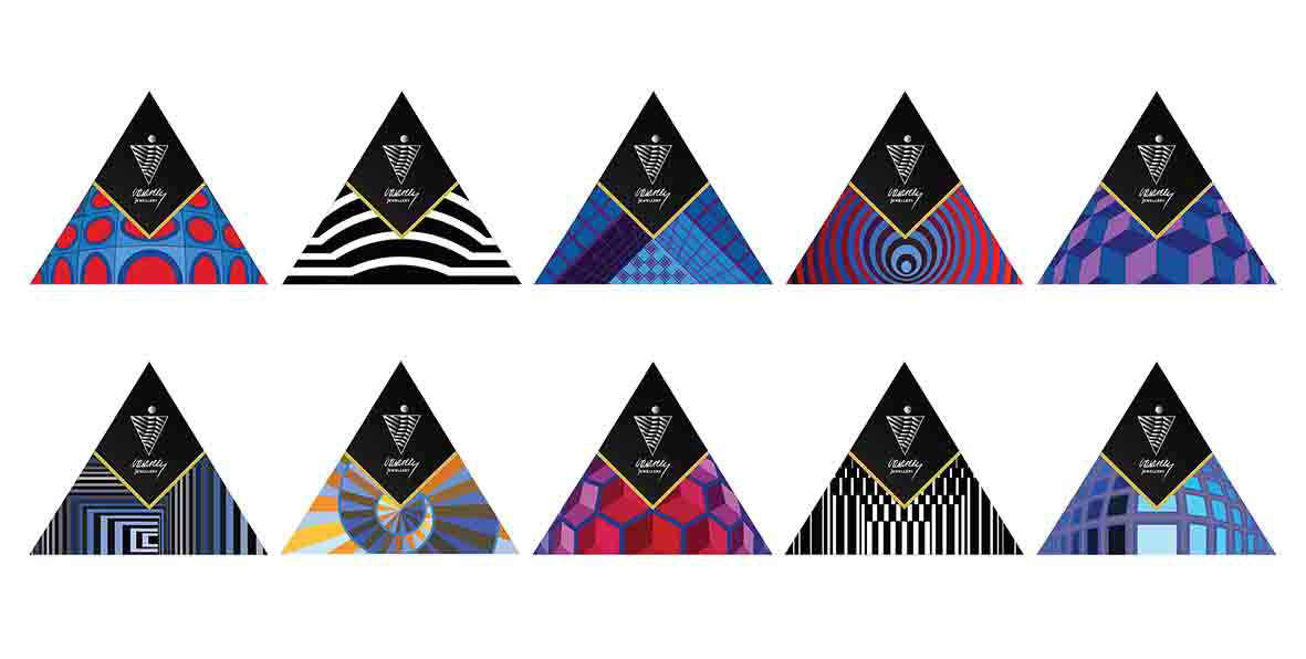 design vasarely diploma colorful creative Jewellery opart unqiue