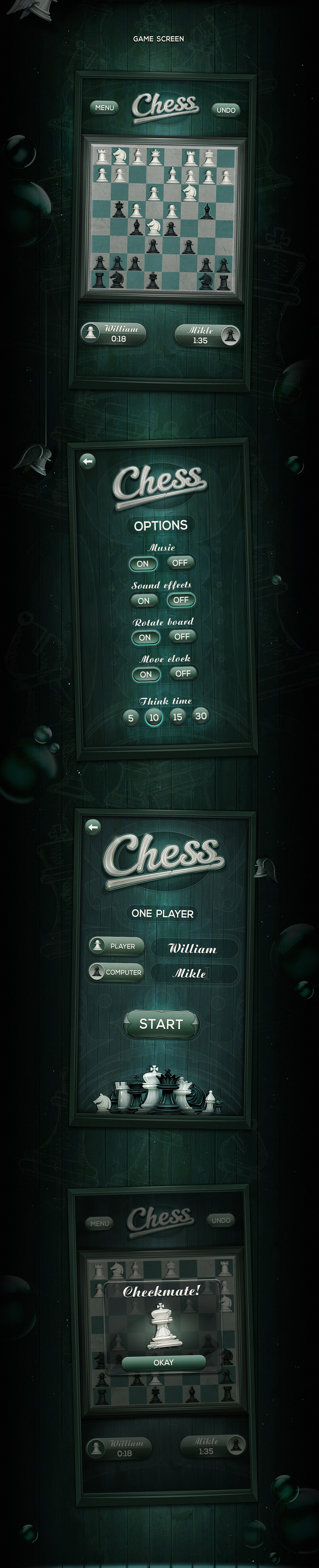 chess game GUI game concept UI chess game ILLUSTRATION  concept design