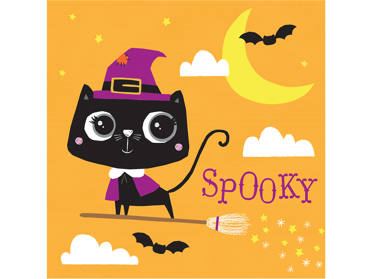 kids Halloween spooky Cat october modern Fall Holiday seasonal juvi cute whimsical