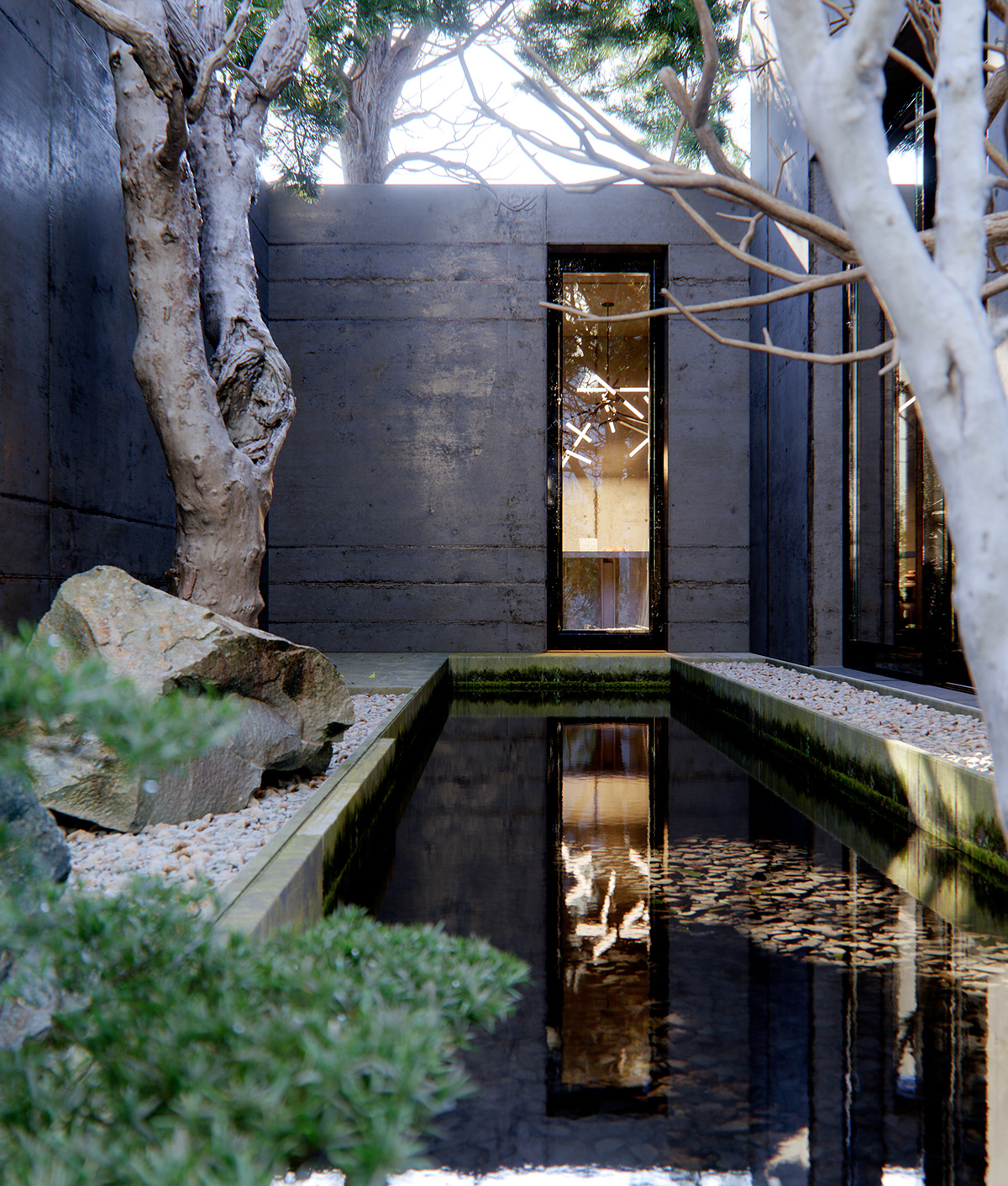 CGI Tadao Ando 3dsmax FStorm Render concrete architecture Photography 