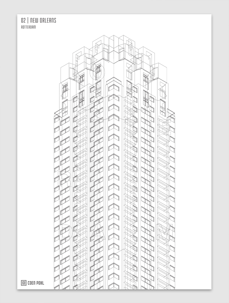 amsterdam Netherlands Nederland utrecht Rotterdam hilversum toren tower building architectuur abstract poster type Isometric ISO