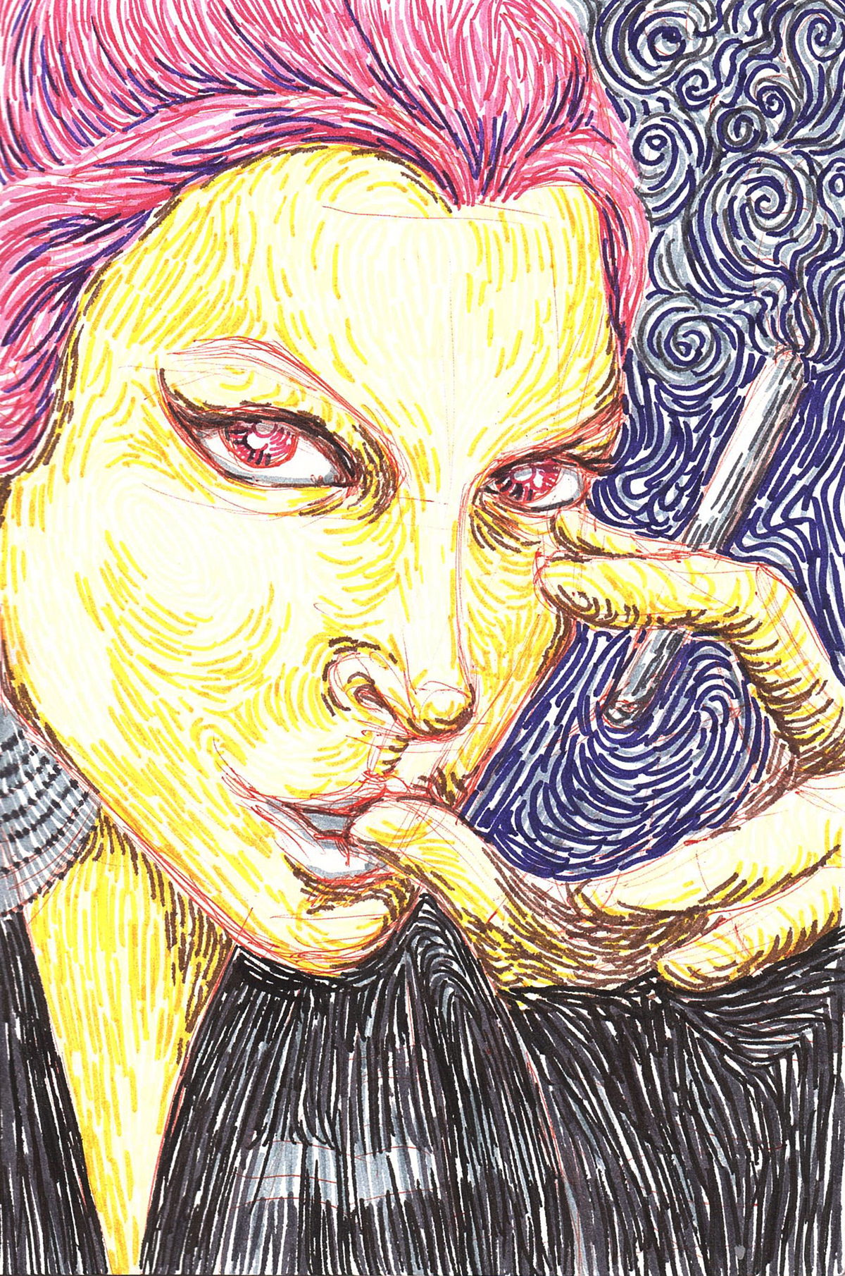 lanadelrey artist art Marker pen highlighter face eyes