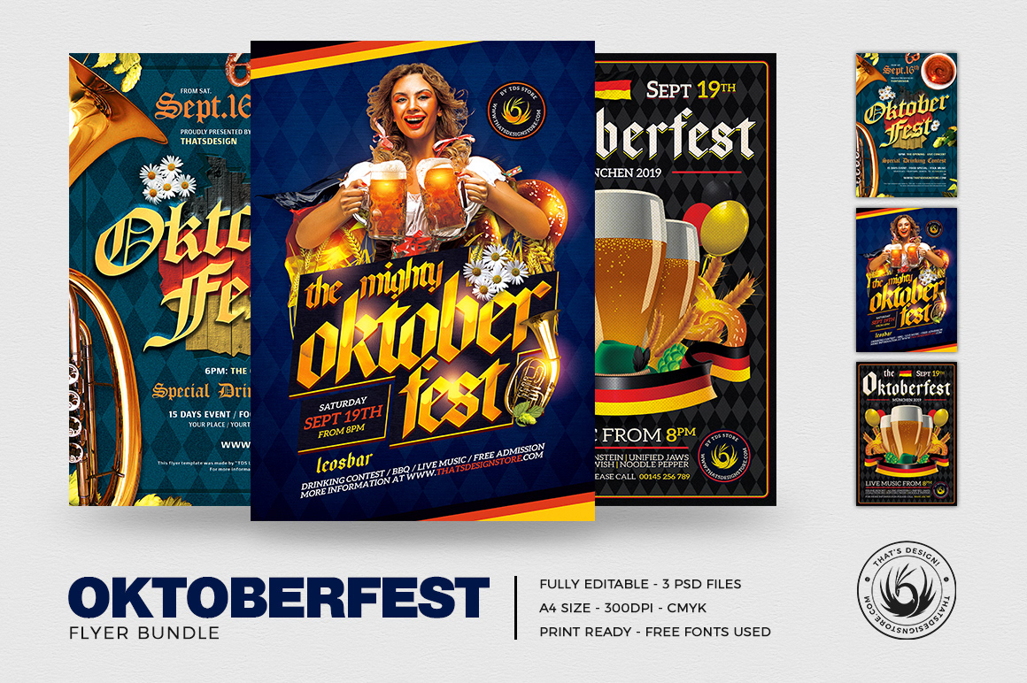 flyer bundle oktoberfest beer party german festival Bavaria poster club