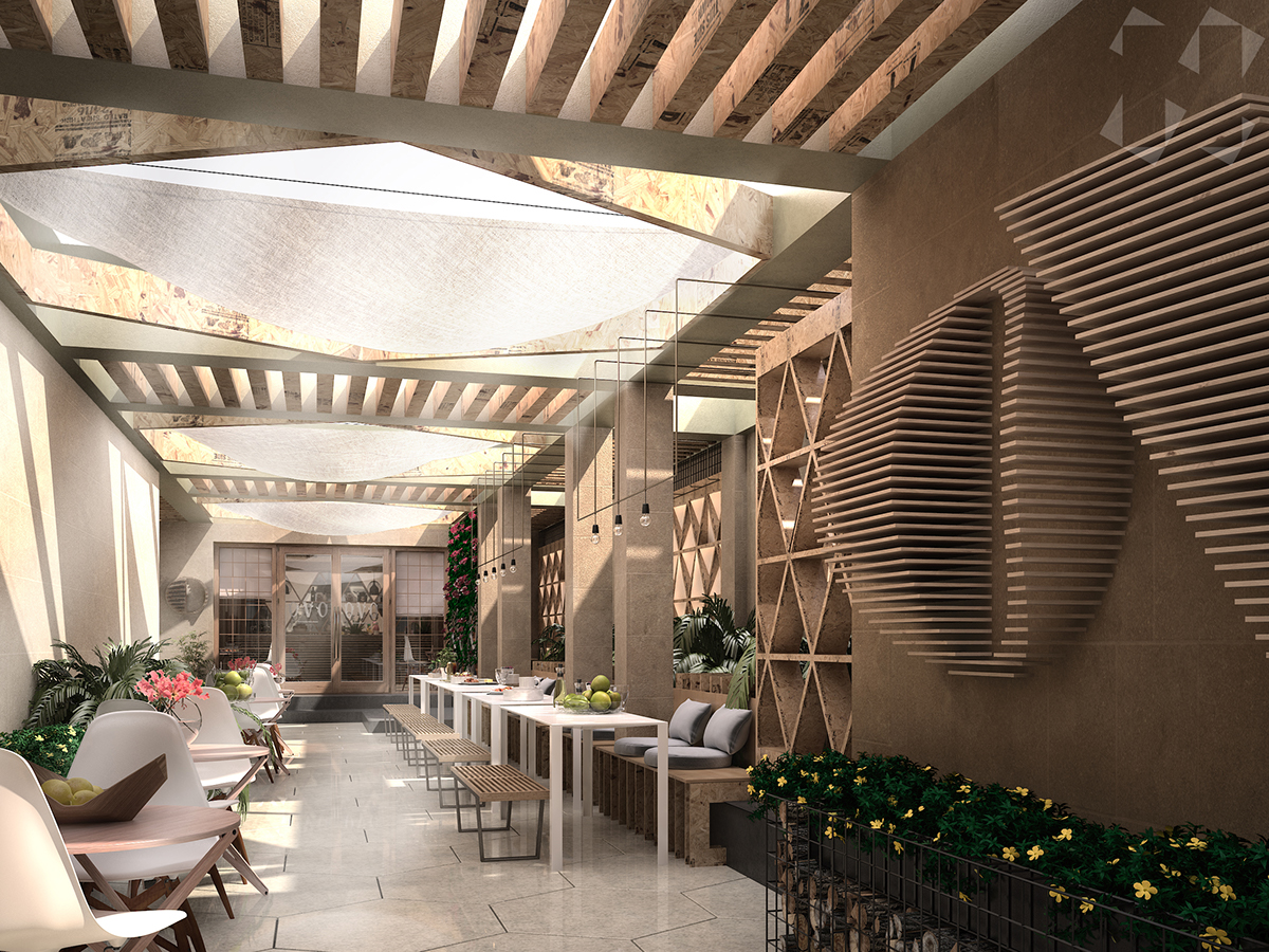 exterior restaurant terrace 3D CG archviz decor 3dsmax photoshop vray Render rendering modelling postprocessing