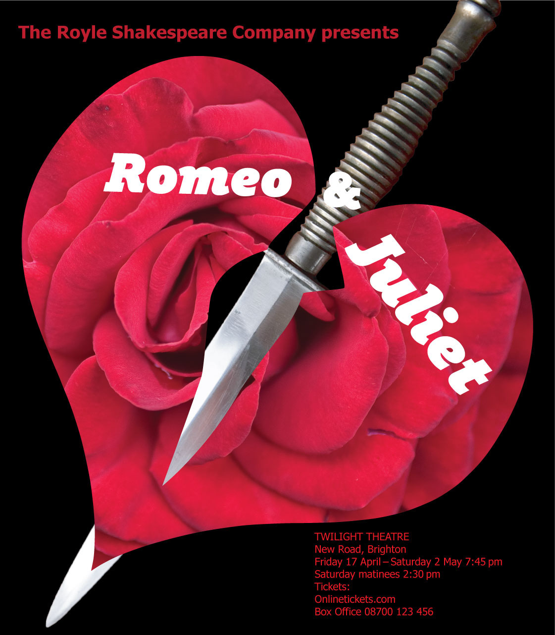 Romeo and Juliet shakespeare theater  poster Imagery dagger tornado