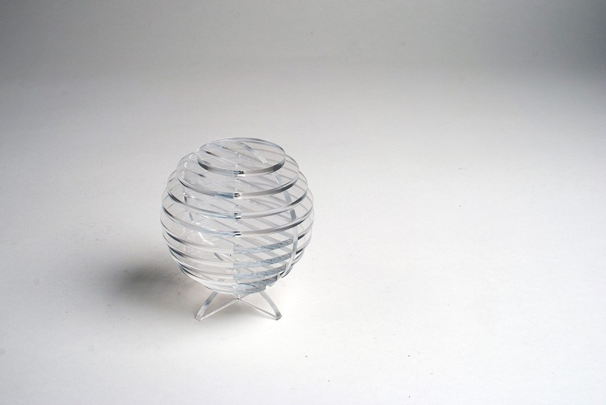 design  acrylic cube laser cut sphere 3D