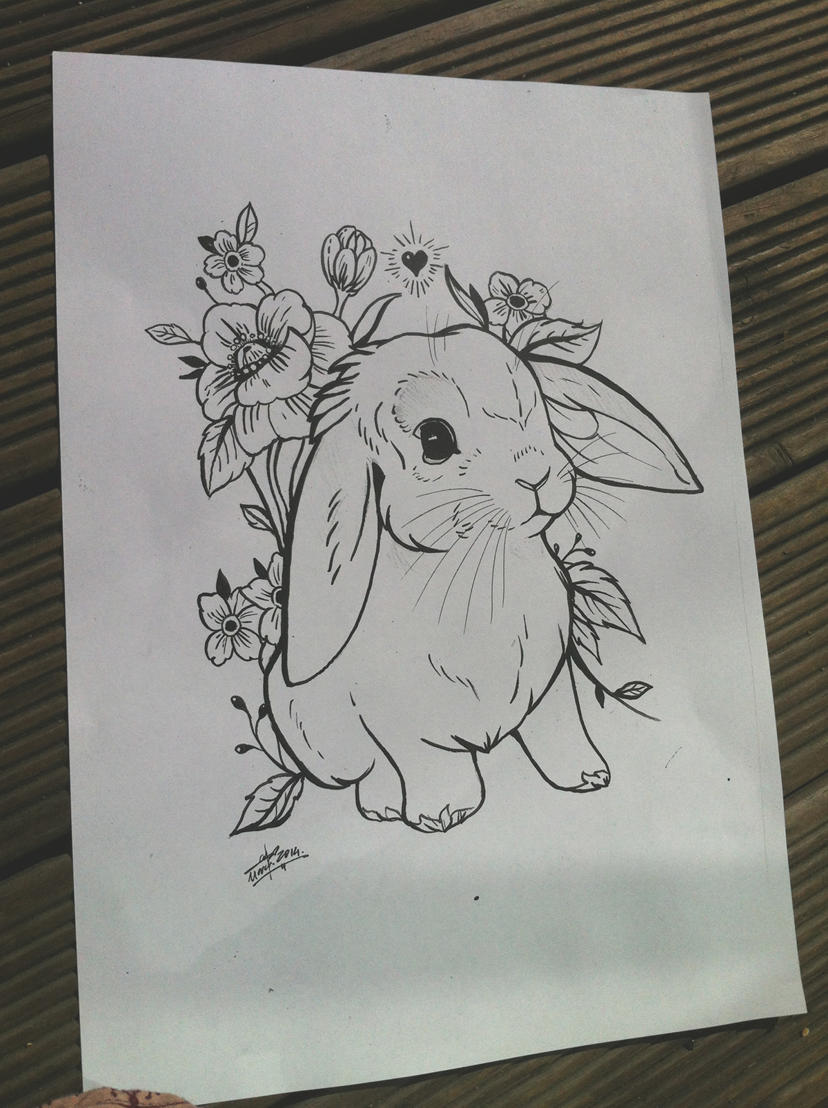 rabbit bunny pencil tattoo tattoo design tattoos floral flower cute sweet lopears lop minilop