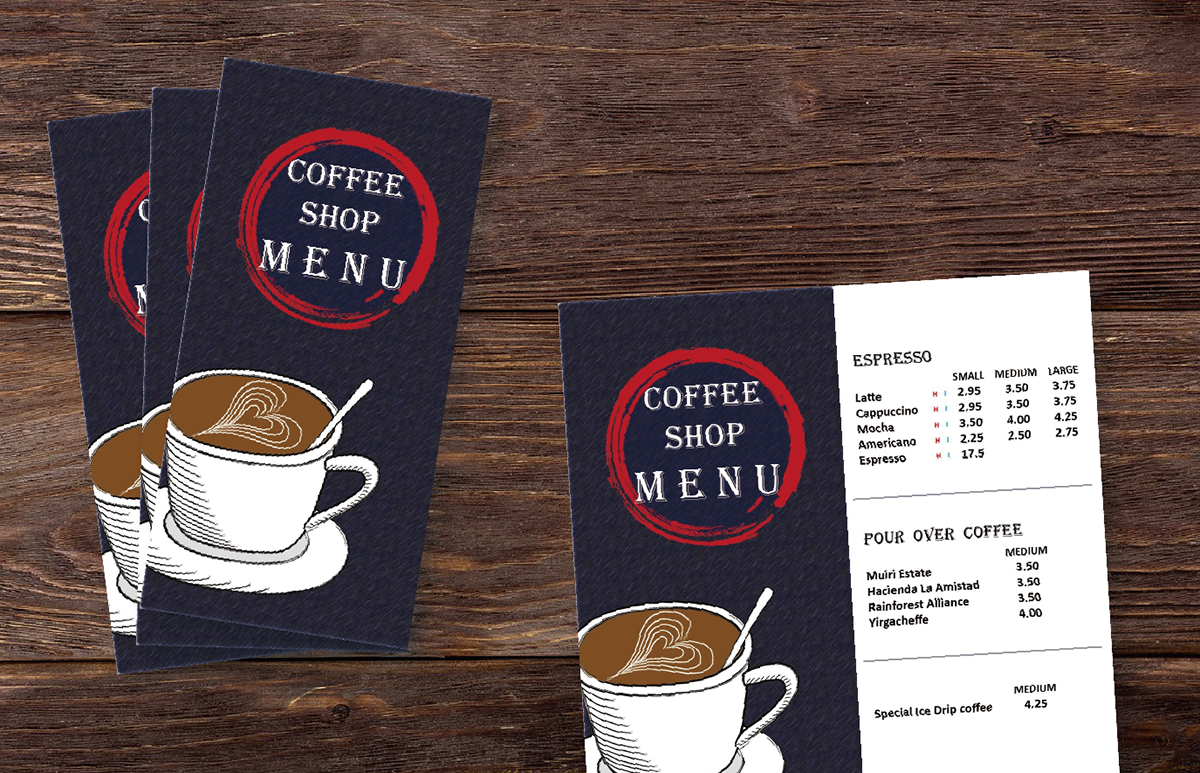 menu graphic GeaphicDesign handdrawing Coffee