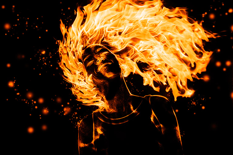 Blottermonkey fire girl working with fire
