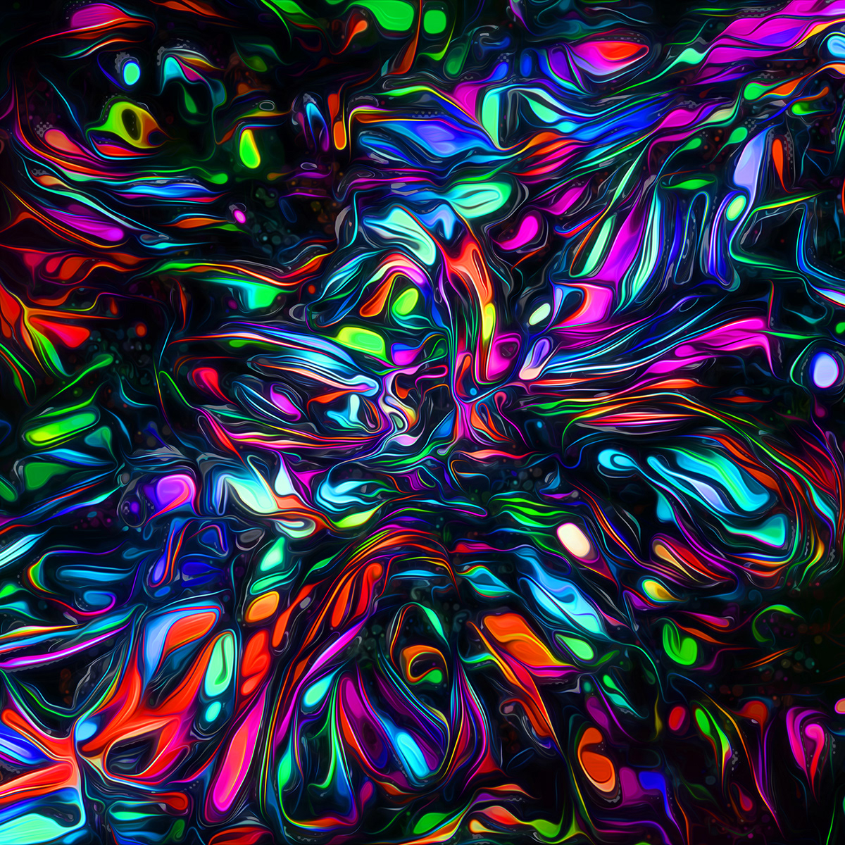 3D abstract flow Glitch neon paint shape Smudge