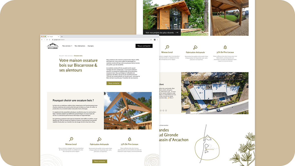 Webdesign ui design Website wood house Nature Landes