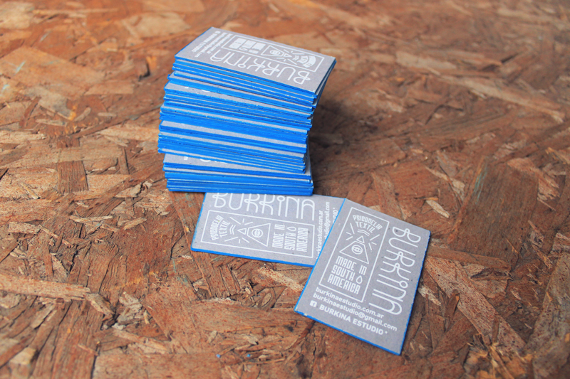 tarjetas personales personal cards burkina estudio Screenprinting paint blue Business Cards
