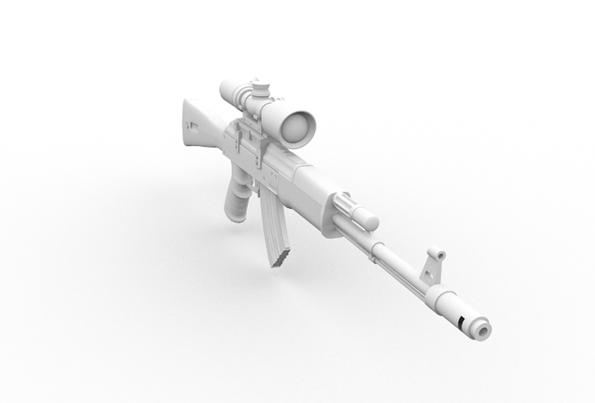 3D modeling Gun Modeling Maya Texter