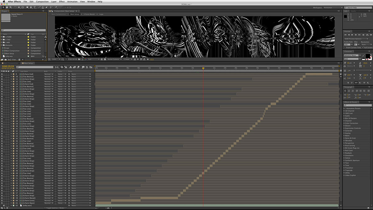 Adobe After Effects Trapcode Form tao sound keys pixel sorter Glitch demoscene noise MoGraph experimental