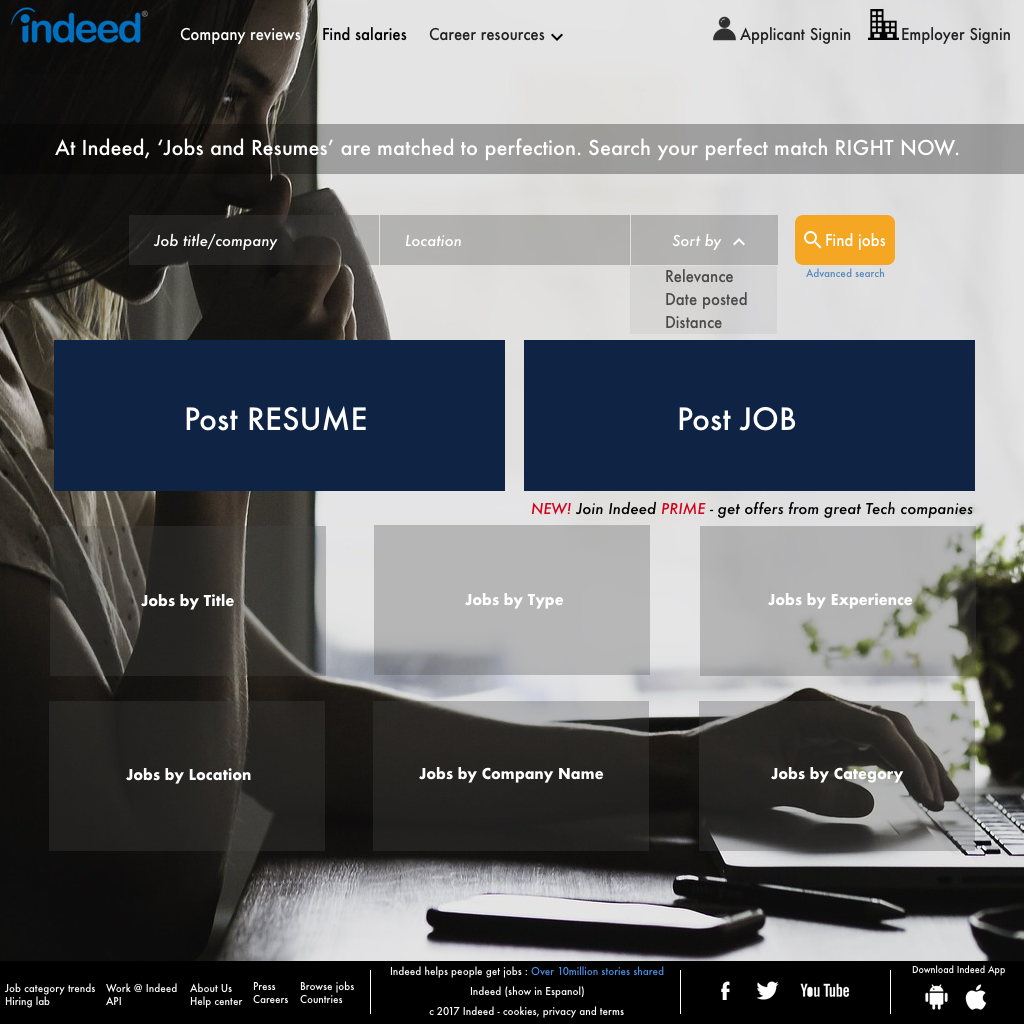 Indeed job search website redesign behance