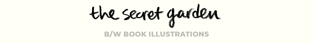 black and white book book illustration Classic garden grayscale novel pencil sketch secret secret garden