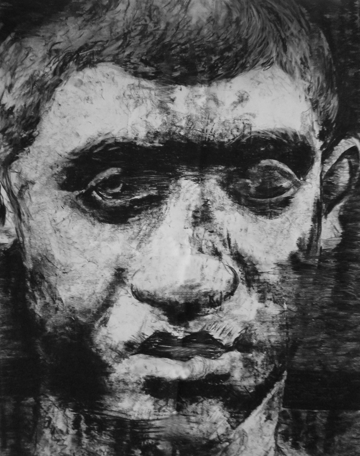 portrait self-portrait charcoal roman statue erin o'brien tempura distorted self-portrait DISTORTED