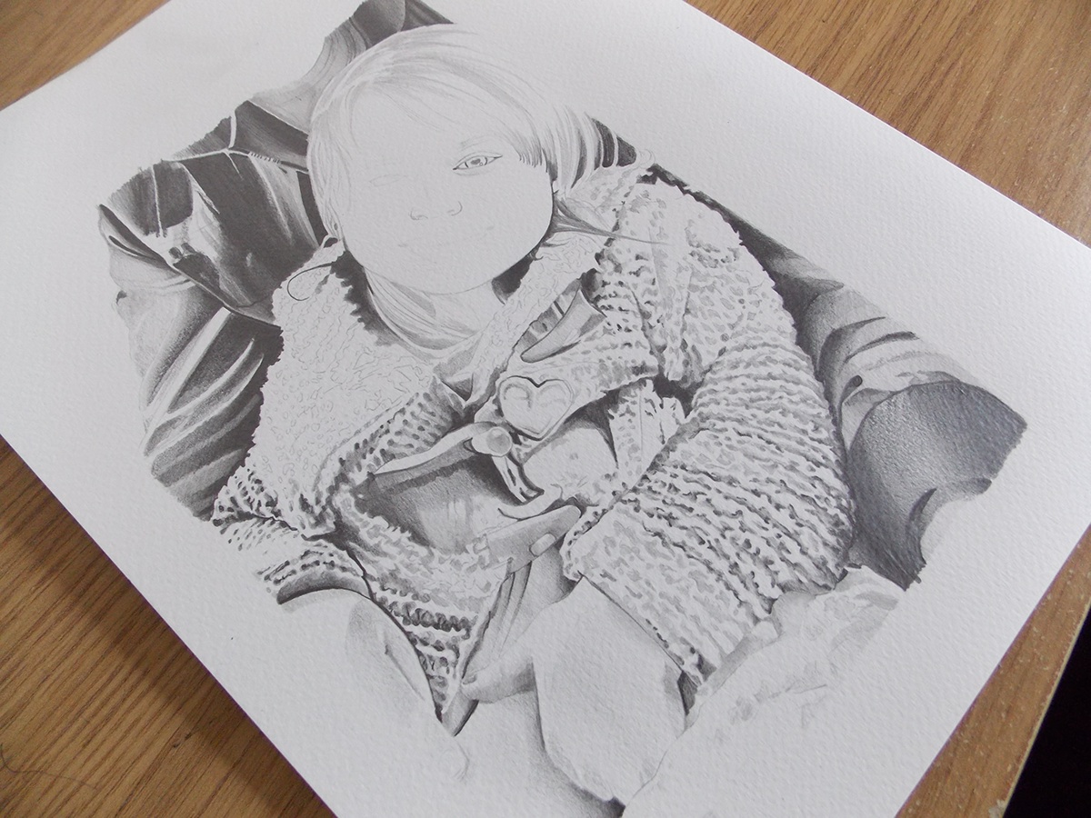 draw pencil portrait Cardigan wool