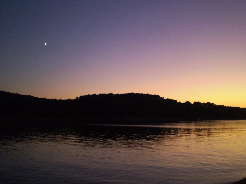 Island sea SKY sunset nightfall twilight DUSK clouds boat moon anchor romantic peaceful idyllic Cres Croatia Ivana Rezek