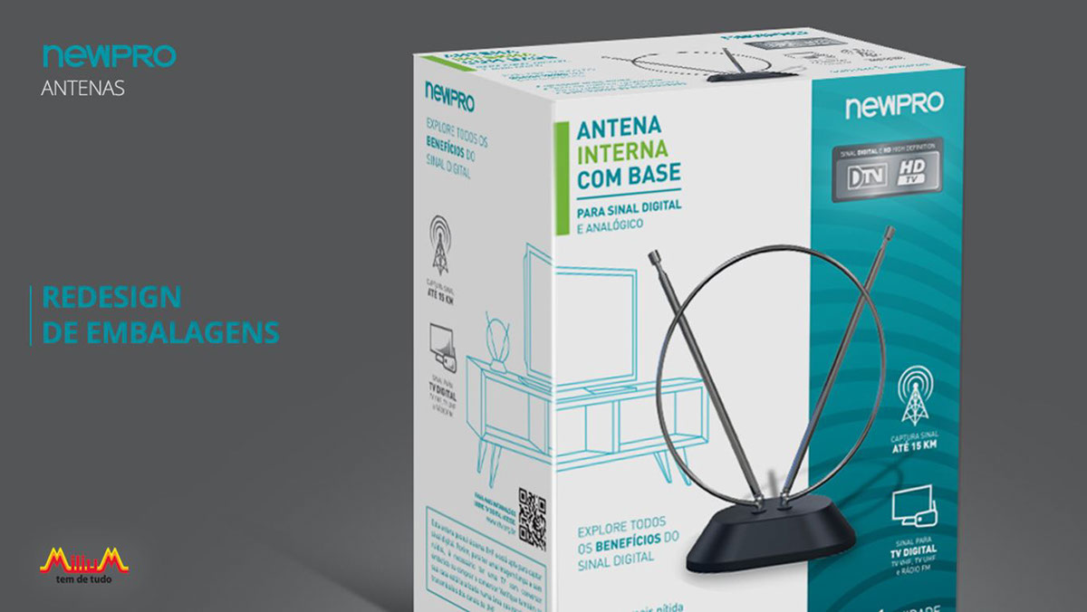 embalagem package Pack design Newpro milium ANTENAS antenna