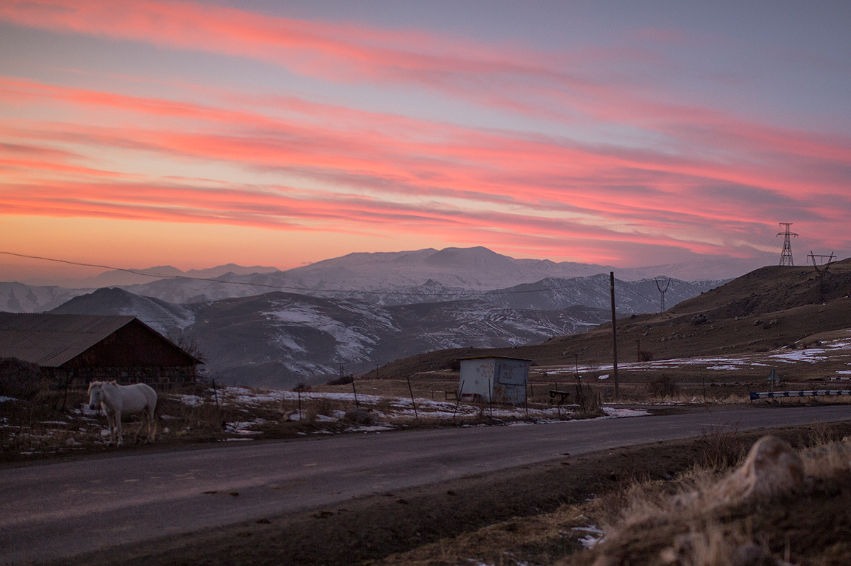 Armenia horse sunset red SKY