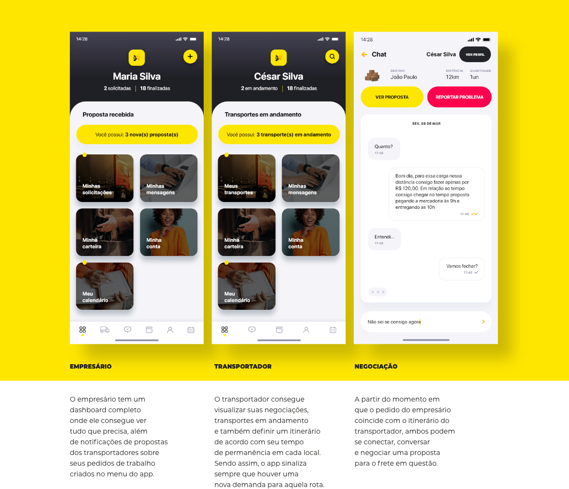 app black clean delivery design Transport UI ux yellow