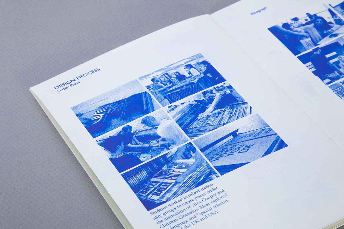 risograph letterpress Program Exhibition  red blue London Portland colloboration Booklet Formats various gradients left right