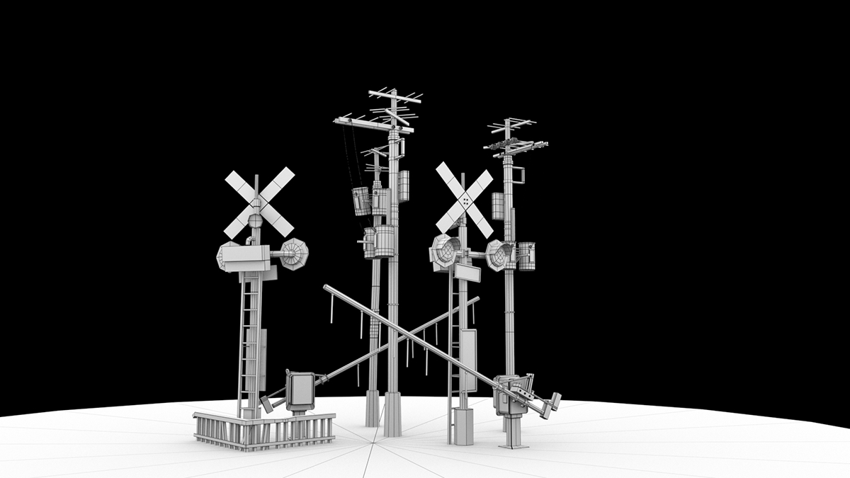 3d modeling Maya submarine beach vending machine electric pole