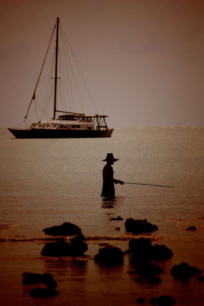 Fisherman ko asia Thailand sea culture bw art Travel