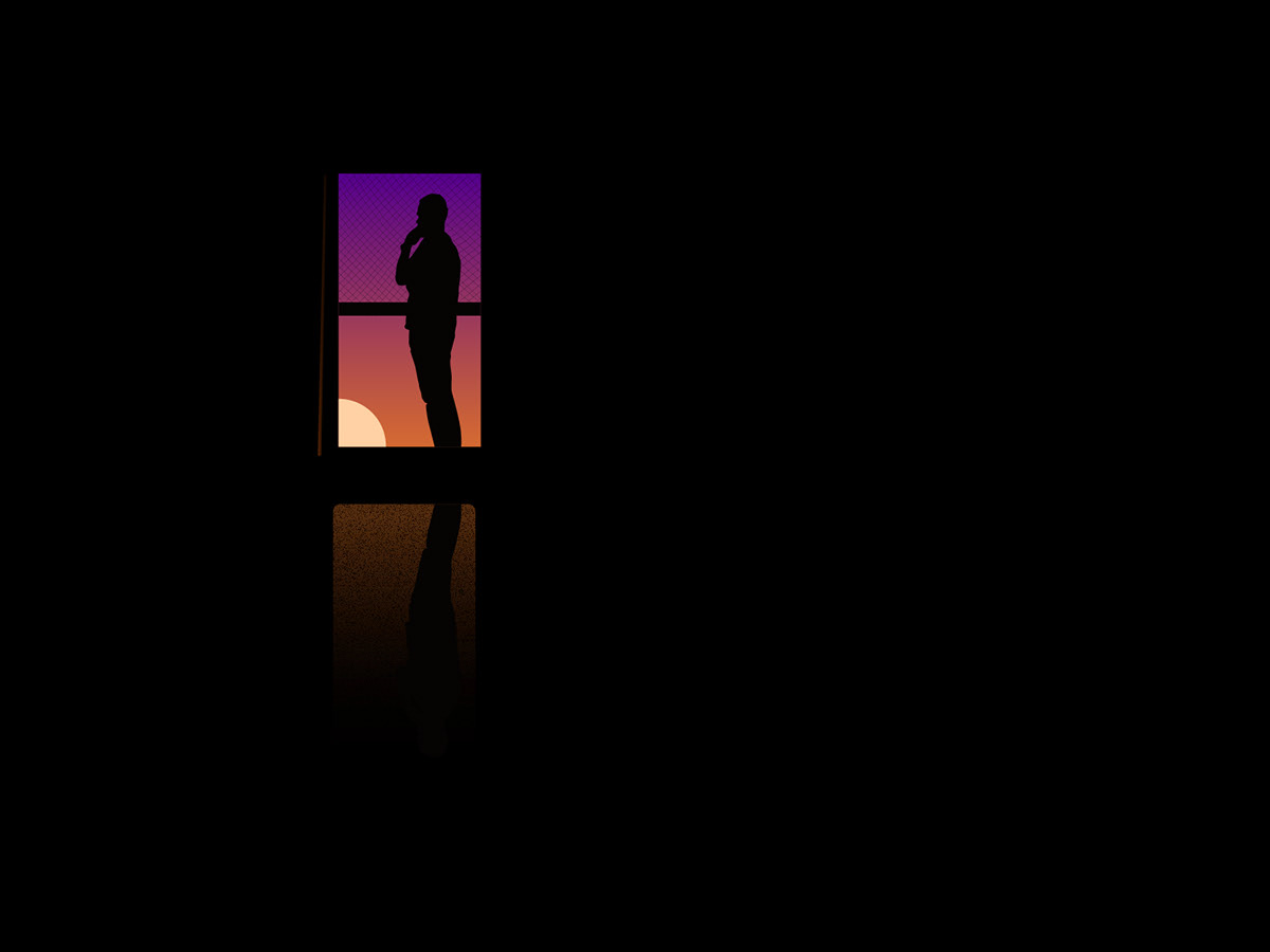 adobe illustrator ILLUSTRATION  light Light of Life man standing standing at door Sun set