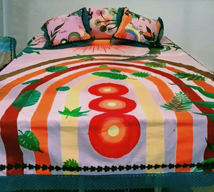 Hand Painted textile design  bohochic photoshoot handmade hand drawn bed collection Design Project HOME FURNISHING bedtextile