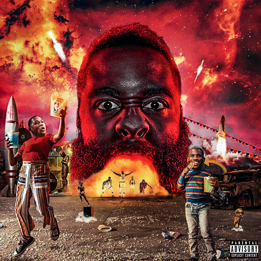 Astroworld cover remake featuring houston rockets players and NBA MVP candi...