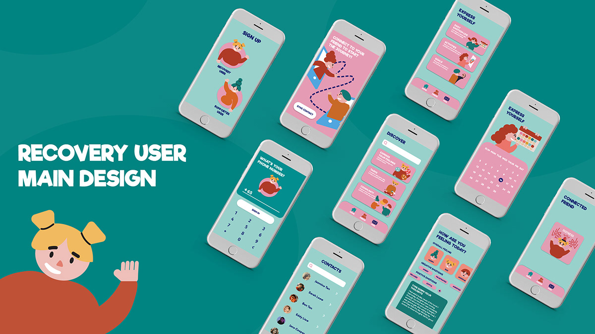 Advertising  app design Eating disorder ILLUSTRATION  UI/UX Wellness