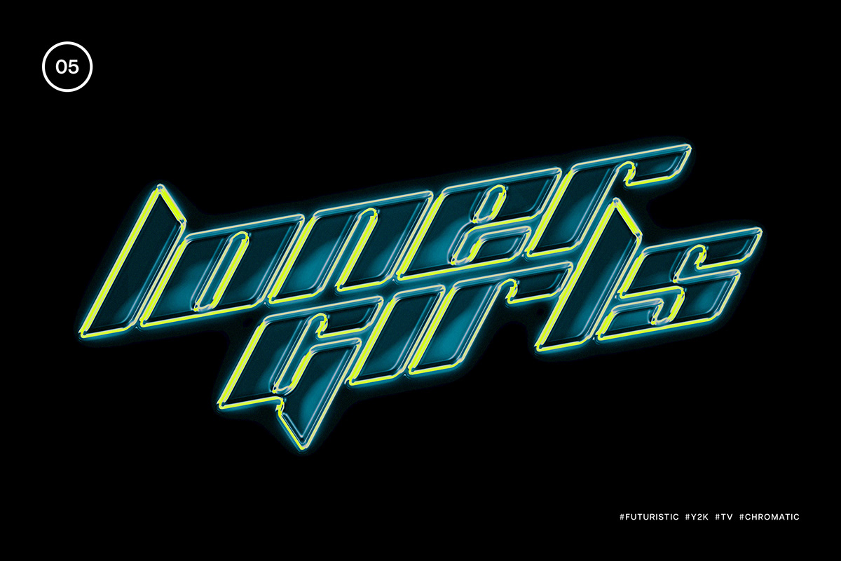 text effect logo Mockup chrome Collection metallic Y2K 3D futuristic